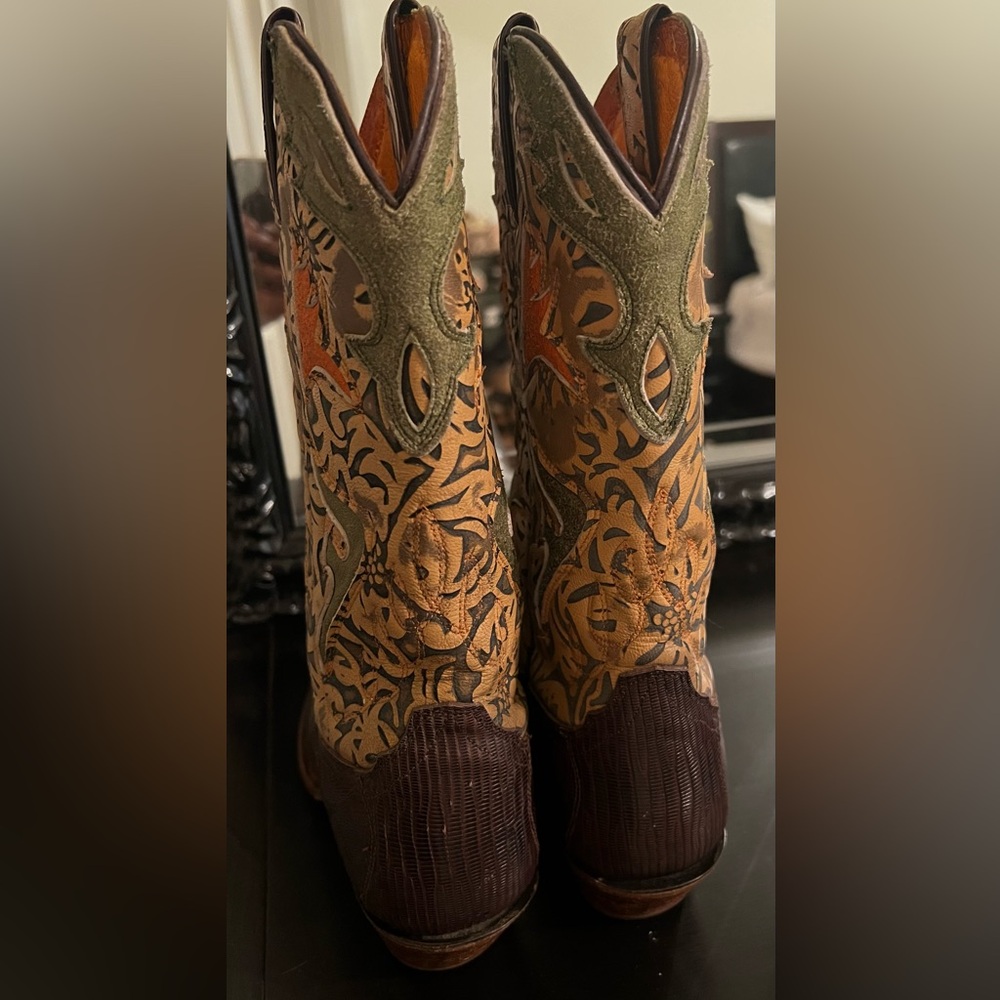 Frye Lilly Lizard/Tooled leather/Boho Western Boots - Picture 5 of 14
